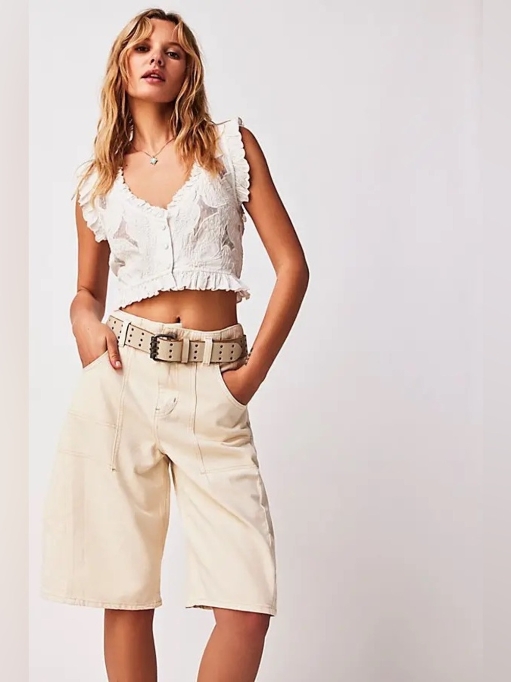 NWT Free People Extreme Measures Barrel Denim Shorts